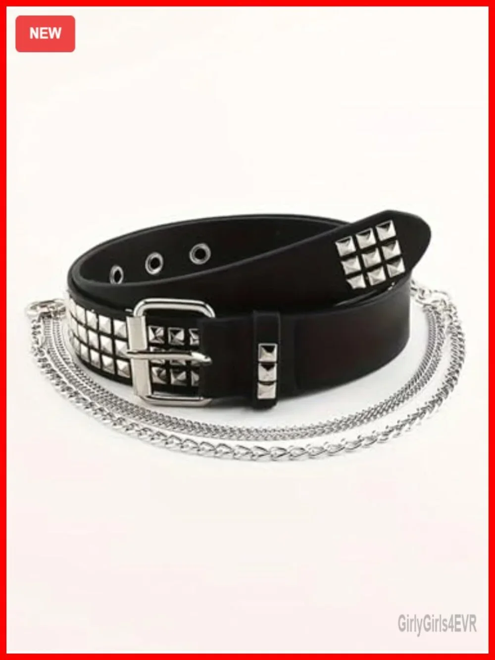 PU Leather Chain Belt Punk Goth Rave Waist Accessory